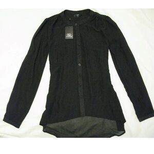 TART Collections Sheer Black Button Down Shirt Sz S Beautiful Style NWT